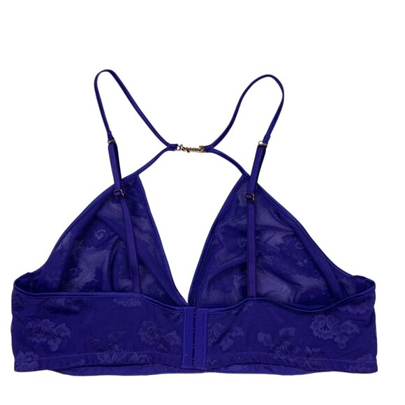 Savage X Fenty Strap Up Lace Bralette Bra 2X Taboo Blue Logo Sexy Romantic - Picture 2 of 11